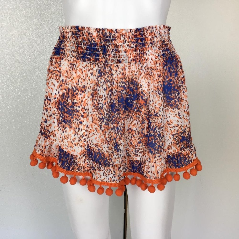 NWT Ramy Brook Women's Pom Pom Mini Skirt Stamped Multicolor Size XS